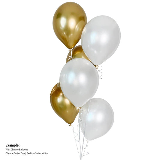 Bunch of gold and white balloons on a white background